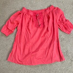 Vilebrequin hot pink hibiscus lightweight 100 percent cotton swim coverup shirt